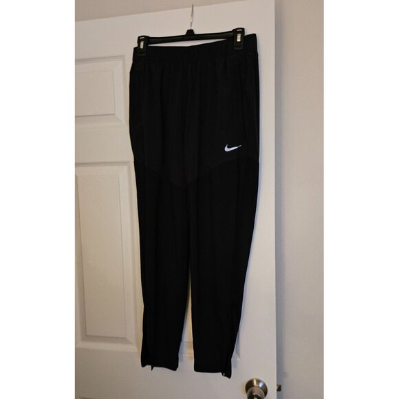 Nike Running Womens Blk Dri-FIT Tapered Track Pants Zippered Ankles L Athletic - Picture 1 of 7